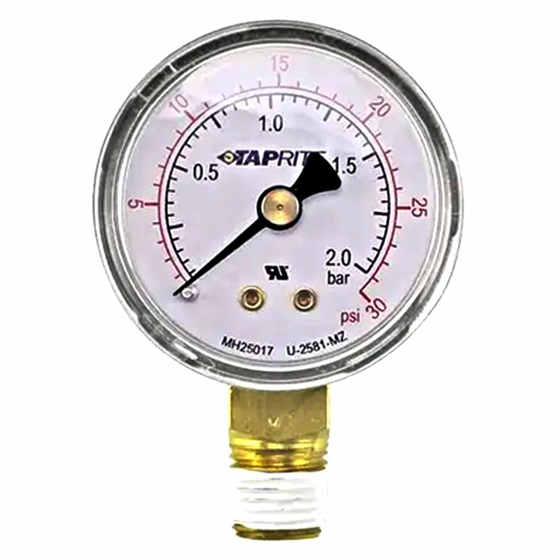 Taprite 30psi Gauge, Right Hand Threads, Bottom Inlet