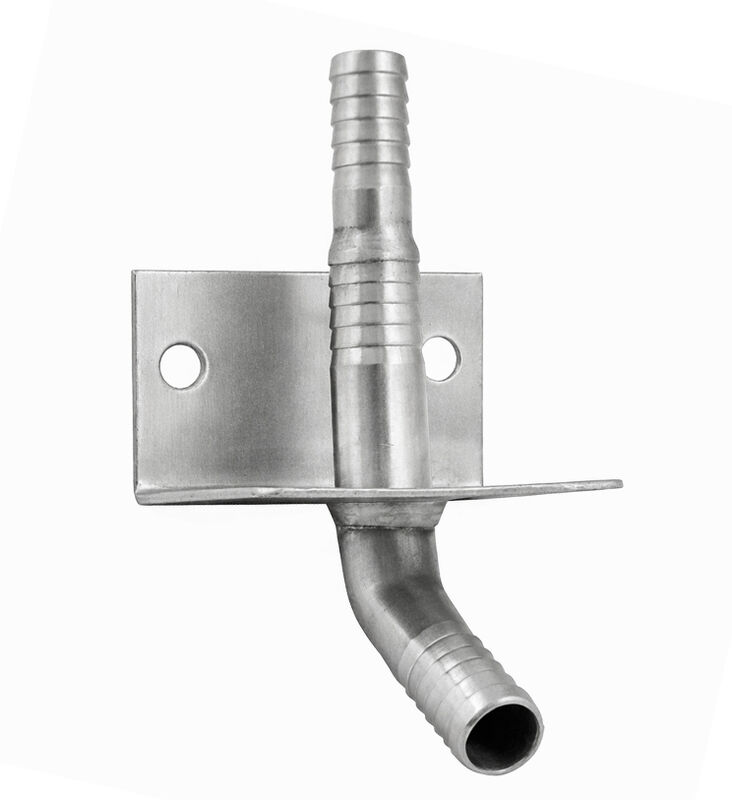 Wall Bracket - 5/16" Barb x 3/8" Barb - 45° (Stainless Steel)