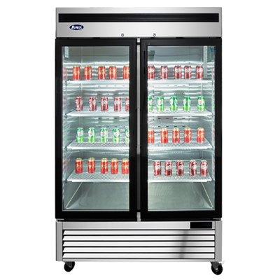 Atosa Upright Freezer w/ Two Glass Doors & Stainless Interior/Exterior - Bottom Mount