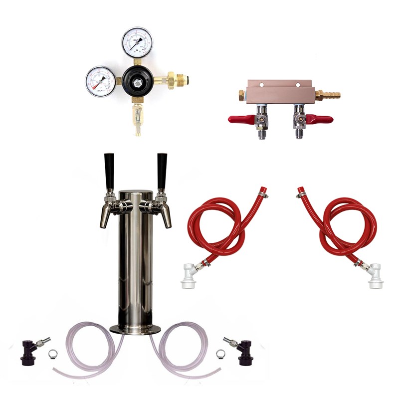 Dual Cold Brew Complete Tower Kit w/ Nitrogen Regulator