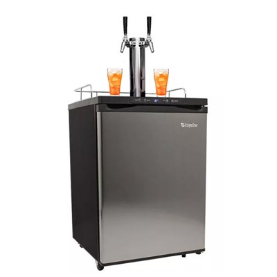 2 Faucet Kombucha Kegerator with Temp Display - 2 Faucets - Silver