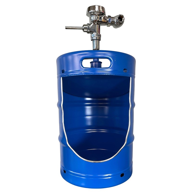 Custom Color Keg Urinal w/ Flusher & Drain - 1/2 bbl Keg