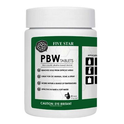 Powdered Brewery Wash Tablets (PBW) - 2.5g / 50 Count / Powdered Brewery Wash Tablets (PBW) - Cleaner