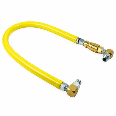 Gas Flex Hose, 3/4-in x 4ft w/ Quick Disconnect w/ (2) Elbows, Includes: Restraining Device & Gas Va (Alternate View 1)