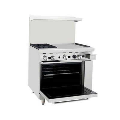 36" Gas Range w/ 2 32,000 BTU Burners, 24-in Griddle (R); 26-1/2" Wide Oven (w/ Casters) (Alternate View 2)