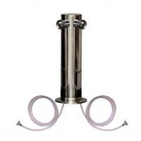 3" Dual Faucet Stainless Steel Beer Tower with SS Shanks and Beer Nut (Alternate View 1)