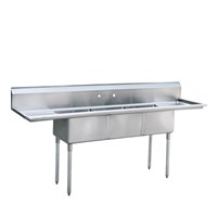 3 Compartment Bakery Sheet Pan Sink with 24-in Left and Right Drainboards (Alternate View 1)