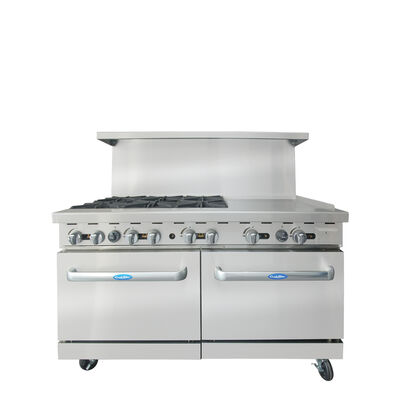 60-in Gas Range w/ 6 32,000 BTU Burners; 24-in Griddle (R); 2 26-1/2-in Wide Ovens; 4 Oven Racks (Ca (Alternate View 1)