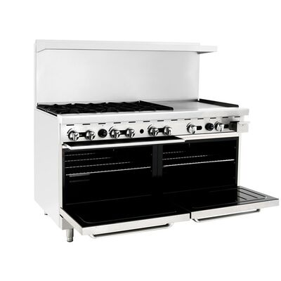 60-in Gas Range w/ 6 32,000 BTU Burners; 24-in Griddle (R); 2 26-1/2-in Wide Ovens; 4 Oven Racks (Ca (Alternate View 2)