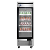Atosa Upright Refrigerator w/ One Glass Door & Stainless Interior/Exterior - Bottom Mount / Bottom Mount (1) Glass Door Refrigerator S/S In/Ou