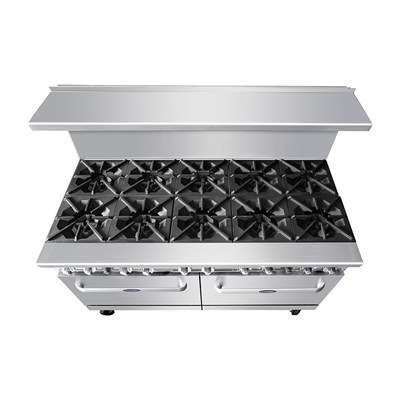 60" Gas Range w/ 10 32,000 BTU Burners; 2 26-1/2" Wide Ovens; 4 Oven Racks (Casters Included) (Alternate View 5)