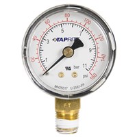 Taprite 160psi Gauge, Right Hand Threads, Bottom Inlet (Alternate View 1)