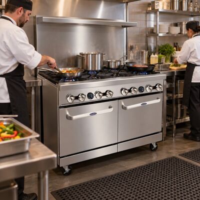 48-in Gas Range w/ 8 32,000 BTU Burners; 2 20-in Wide Ovens; 4 Oven Racks (Casters Included) (Alternate View 5)