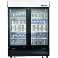 Atosa Upright Refrigerator/Merchandiser / Two Door, Black Cabinet (43.9cuft) - Bottom Mount