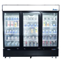 Atosa Upright Refrigerator/Merchandiser / Three Door, Black Cabinet (69.5cuft) - Bottom Mount / Bottom Mount (3) Glass Door Refrigerator 69.54 cu