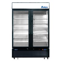 Atosa Upright Freezer/Merchandiser / Two Door, Black Cabinet (28.5cuft) - Bottom Mount / Bottom Mount (2) Glass Door Freezer - 28.5 cu ft