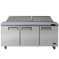 Atosa 72-in Refrigerated Sandwich Prep Table w/ 18 Stainless Steel Pans / 72'' Sandwich Prep. Table with 18 S/S Pans