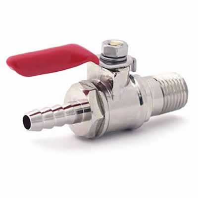 Chrome Plated Check Valve w/ Shutoff and 1/4" Barb / Chrome Checkvalve with 1/4" Barb