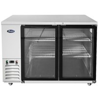 Atosa 48-in Stainless Steel Shallow Depth (24-1/2-in) Back Bar Cooler w/ Glass Doors