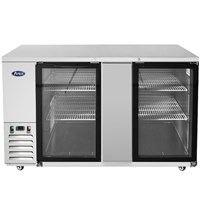 Atosa 69-in Stainless Steel Shallow Depth (24-1/2-in) Back Bar Cooler w/ Glass Doors