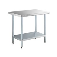 36-in Wide Stainless Steel Work Table w/ Legs (18 GA / 24-in Deep) / Stainless Steel Work Table & Leg