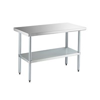 48-in Wide Stainless Steel Work Table w/ Legs (18 GA / 24-in Deep) / Stainless Steel Work Table & Leg