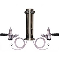 3" Dual Faucet Stainless Steel Beer Tower with SS Shanks and SS Sanke D Couplers / 