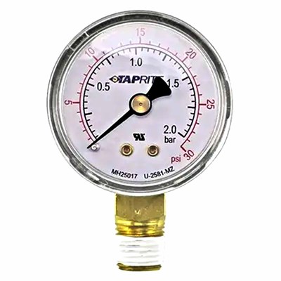 Taprite 30psi Gauge, Right Hand Threads, Bottom Inlet (Alternate View 1)