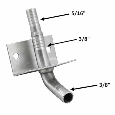Wall Bracket - 5/16" Barb x 3/8" Barb - 45° (Stainless Steel) (Alternate View 2)