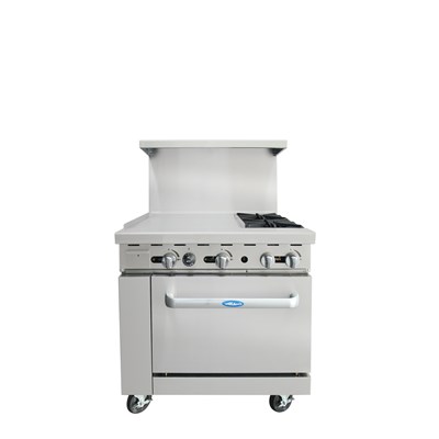 36" Range 2 32,000 BTU Burners, 24-in Griddle (L); 26-1/2" Wide Oven; 2 Oven Racks (w/ Casters) (Alternate View 1)