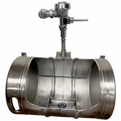 Keg Trough Urinal w/ Flusher & Drain - 1/2 bbl Keg (Alternate View 1)