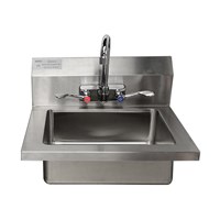 Hand Wash Sink - 18-in / Stainless Steel w/ Wrist Blade Handle / Hand Sink with Wrist Blade Handle