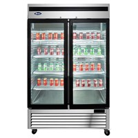 Atosa Upright Refrigerator w/ Two Glass Door & Stainless Interior/Exterior - Bottom Mount (Alternate View 1)