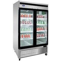 Atosa Upright Refrigerator w/ Two Glass Door & Stainless Interior/Exterior - Bottom Mount (Alternate View 2)