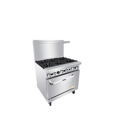 36" Gas Range w/ 6 32,000 BTU Burners; 26-1/2" Wide Oven; 2 Oven Racks (Castors Included) (Alternate View 3)