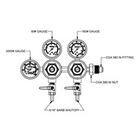 Nitrogen Regulator -  Dual Body w/ Dual Pressure - Taprite (Alternate View 2)