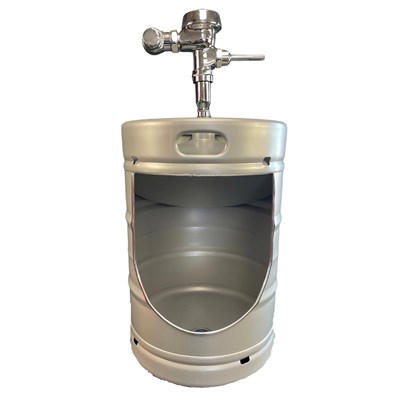 Custom Color Keg Urinal w/ Flusher & Drain - 1/2 bbl Keg (Alternate View 6)