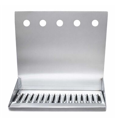 16" Stainless Shank Mount Drip Tray - 5 Faucet Holes with Drain / 