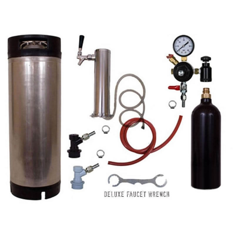 thumbnail image 2 of Reconditioned 5 Gallon Ball Lock Keg Kit – With 7 Lb CO2 Tank, Regulator & All Parts, NSF Certified 2 of 5