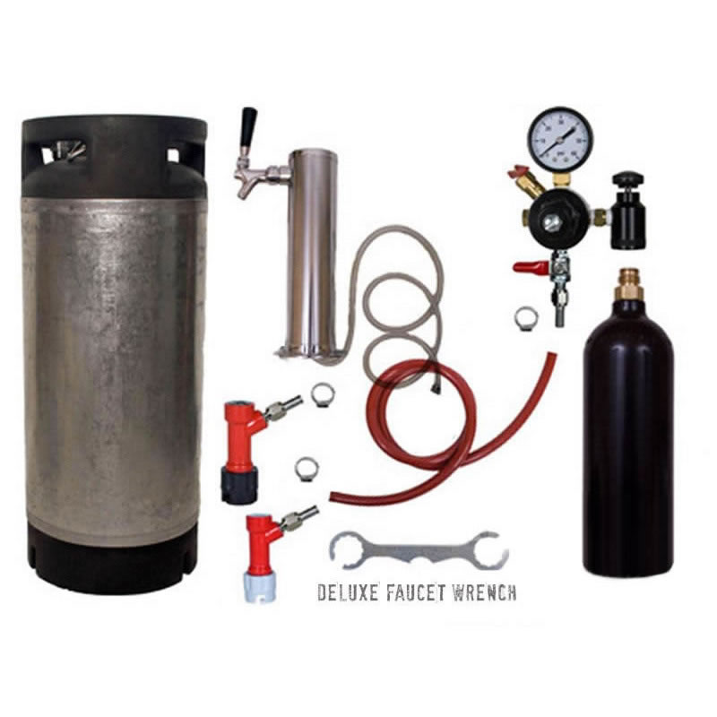 1 Faucet Draft Beer Tower Keg Kit with 20oz CO2 Tank - PIN LOCK